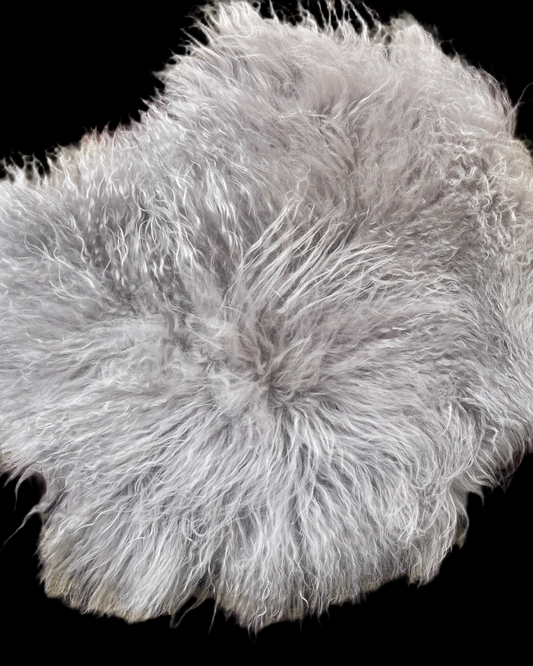 Genuine sheepskin, long curly gray