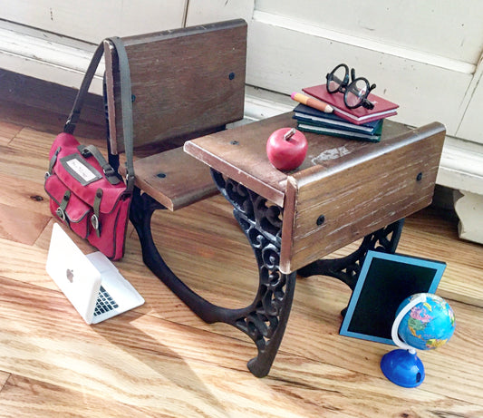 Set of Wooden Books, Pencil, Apple with Chalkboard Prop Set